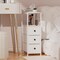 Narrow Dresser for Small Spaces | Slim White 3-Drawer Chest with Wood Shelf & Anti-Tip Design | Space-Saving Bedroom/Office Dresser Tower (28.26" H x 10.04" W)